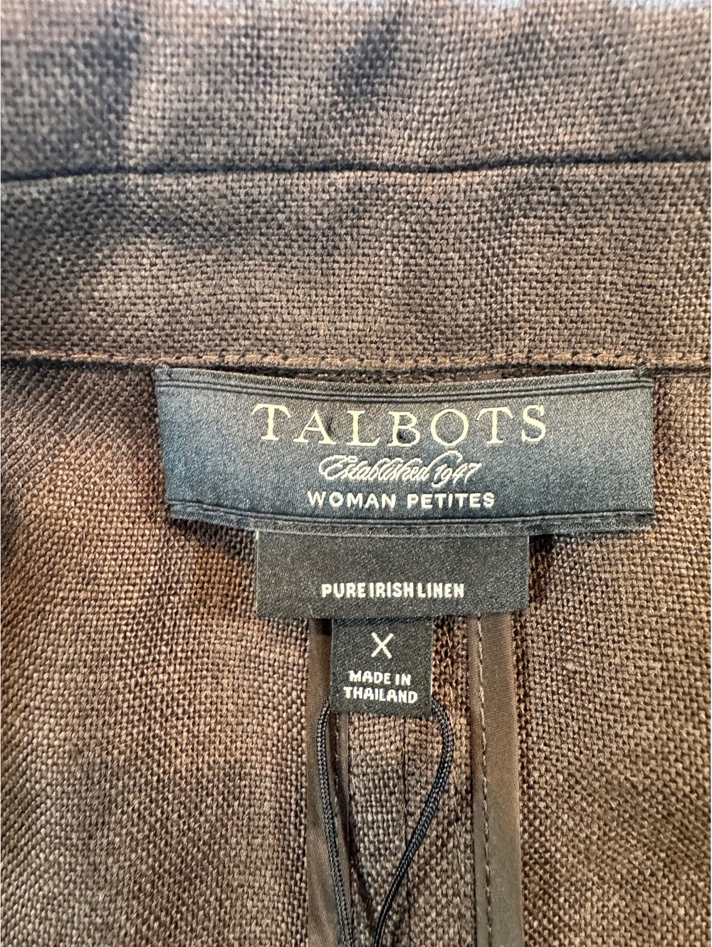 Talbots 100% Pure Irish Linen Jacket Chocolate Brown Small Petite NWT - Picture 4 of 9